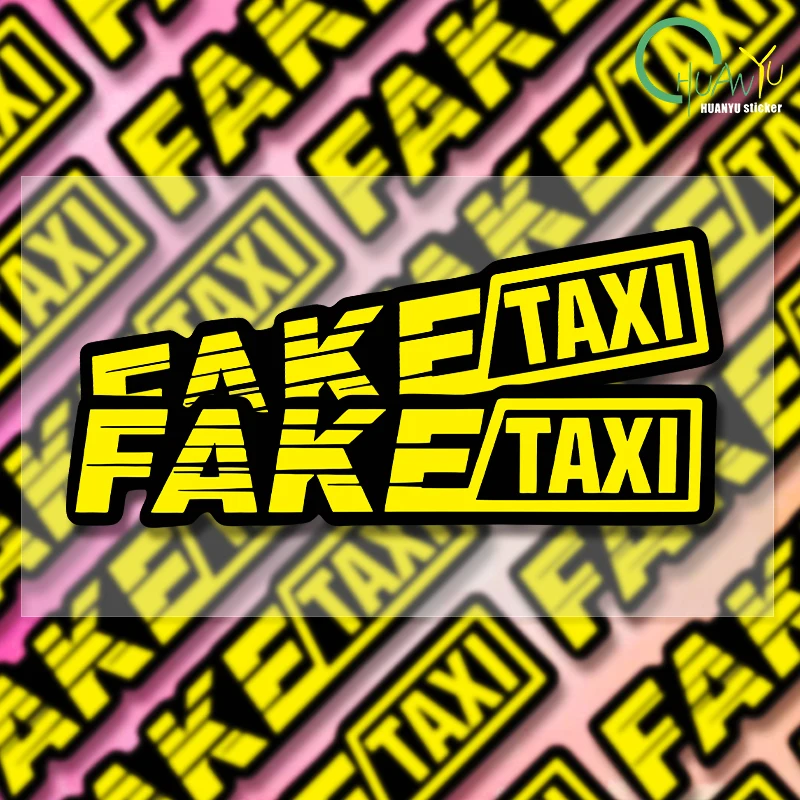 Yellow Fake Taxi Logo Pvc Waterproof Window Laptop Trunk Auto Motorcycle Car Sticker And Decals