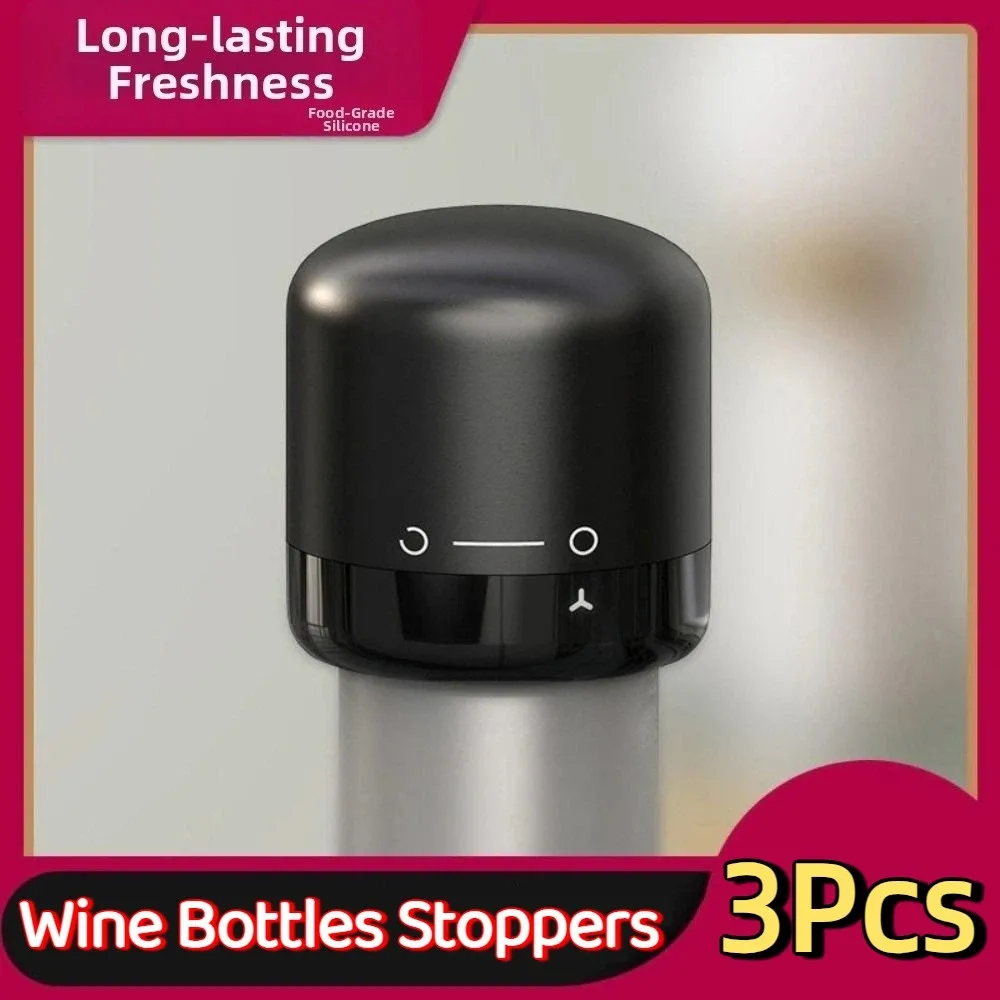 

3Pcs Leak Proof Red Wine Bottles Stoppers Vacuum Silicone Sealed Bottle Stopper Mini Reusable Wine Bottle Plug Bar Tools