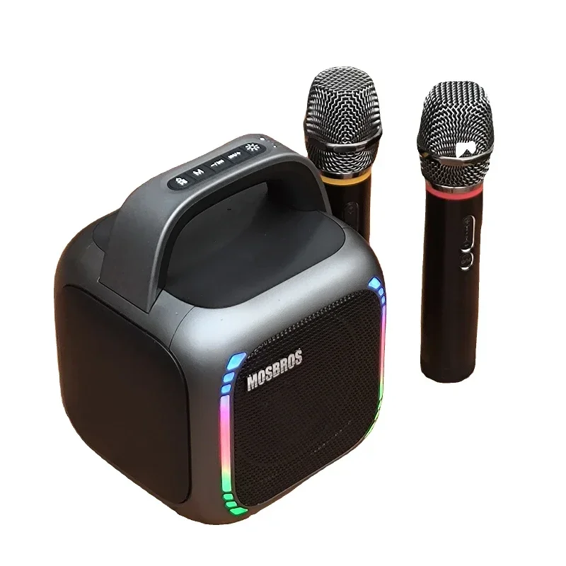 

Mosbros KaraBox 50W Bluetooth Speaker with Two Microphones Mini Karaoke Color LED Light 65 Hz -18.5KHz for Portable Convenience