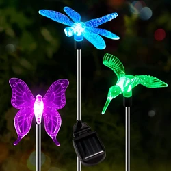 Color Changing Solar Landscape Light, Jardim Luz, ao ar livre, estatueta, estaca, quintal, gramado, pátio, caminho, 3 Pack