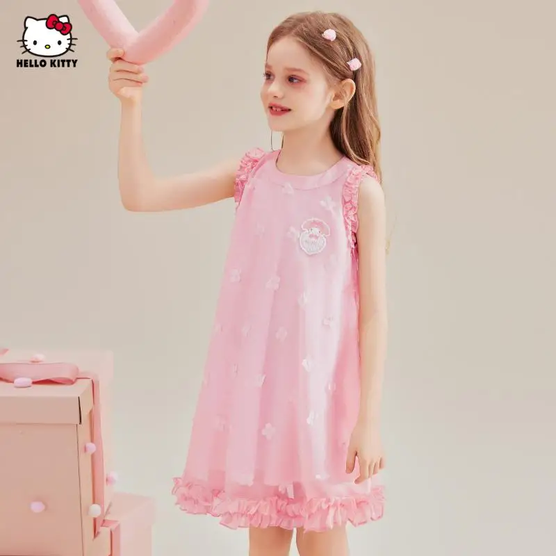 

Hello Kitty My Melody Girls Kawaii Lace Suspender Dress Cartoon Summer New Anime Flower Skirt Sanrio Fashionable Breathable