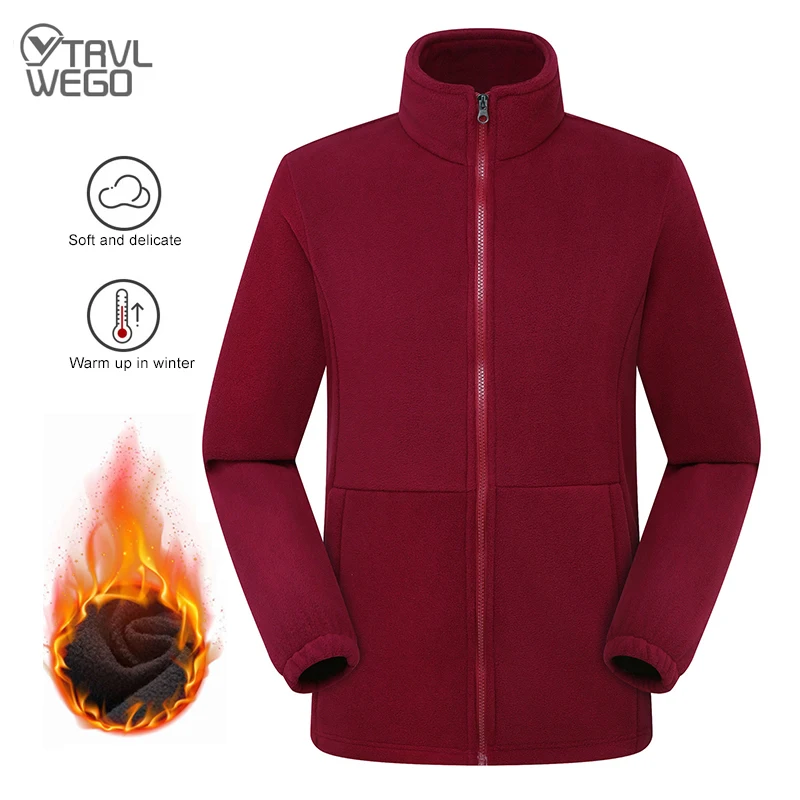 

TRVLWEGO женская флисовая куртка, теплое стильное флисовое пальто с воротником-стойкой и карманами на молнии для тренировок, бега на открытом воздухе