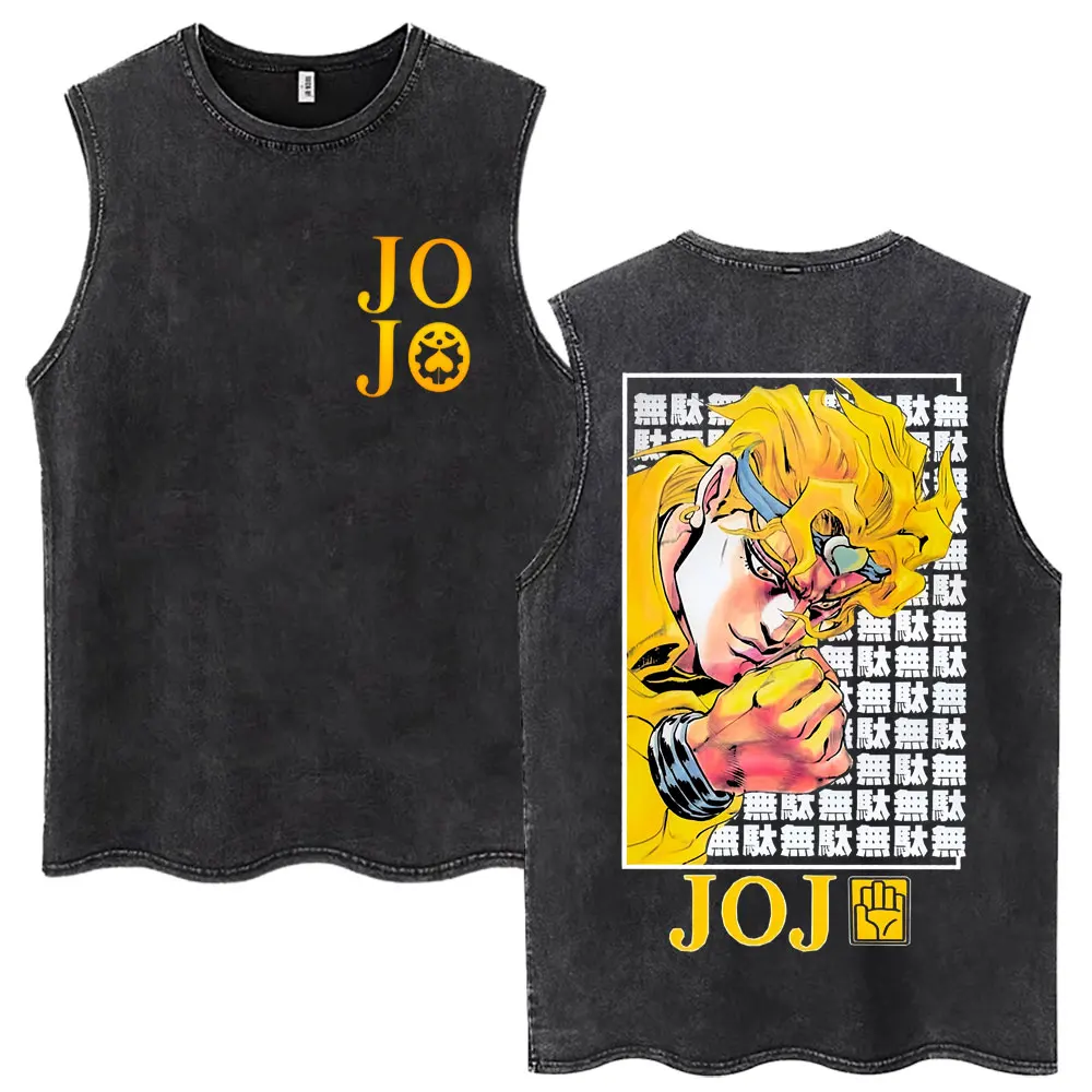 Anime JoJo Bizarre Adventure Stone Ocean Kujo Jolyne Washed Tank Tops Men Women Harajuku Vests Cotton Loose Sleeveless T-shirt view 2