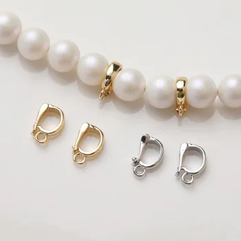 6 قطعة 14K مطلية بالذهب النحاس مشبك قلادة المشبك ل قلادة مجوهرات DIY بها بنفسك صنع لوازم اكسسوارات مكونات