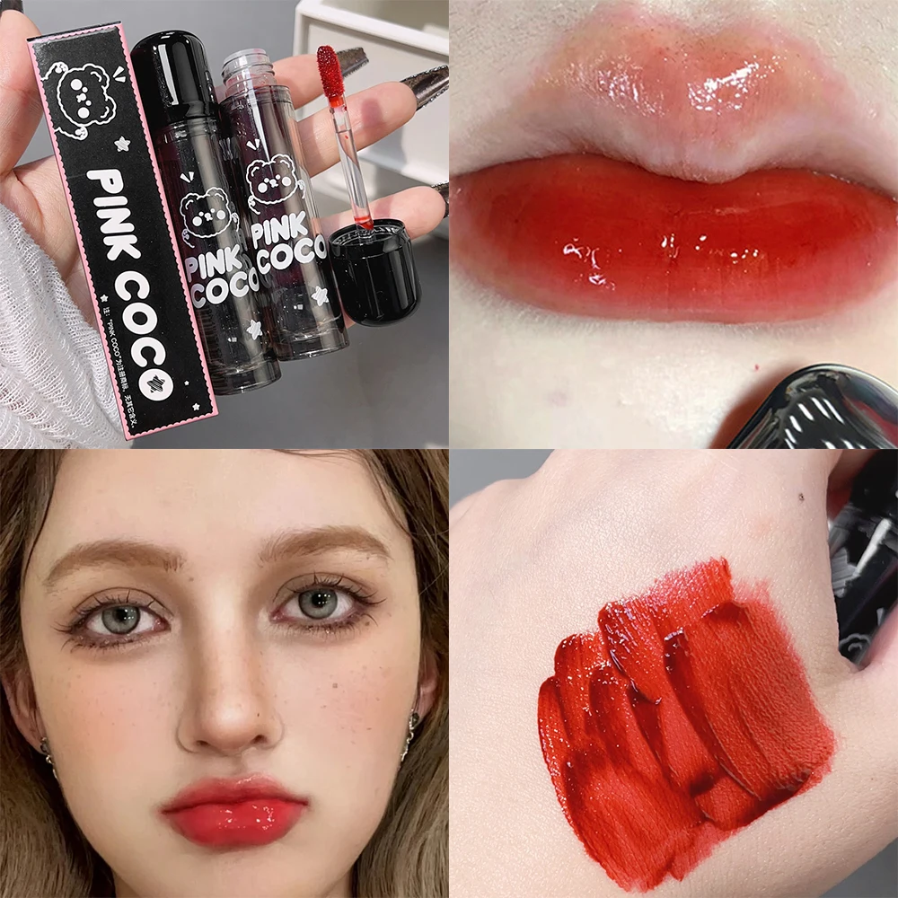 Juice-pintalabios líquido con efecto espejo, brillo de labios hidratante con luz de agua, taza antiadherente, Cosméticos de maquillaje coreano, rojo y negro