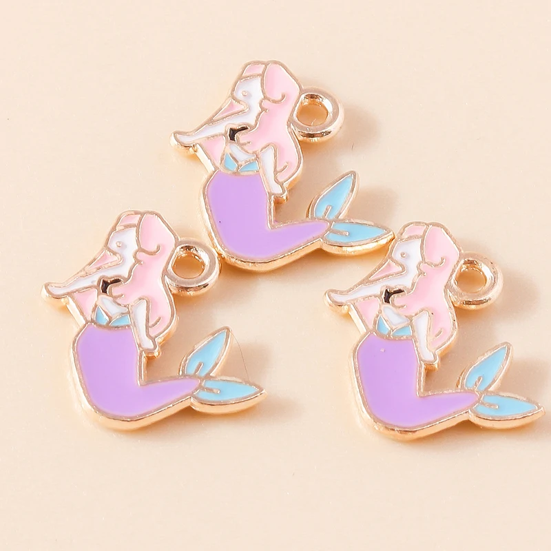 Leslie 10 teile/los Emaille Marine Leben Nette Fischschwanz Meerjungfrau Charms Anhänger für Halskette Ohrringe DIY Schmuck Machen Zubehör – Detail 4