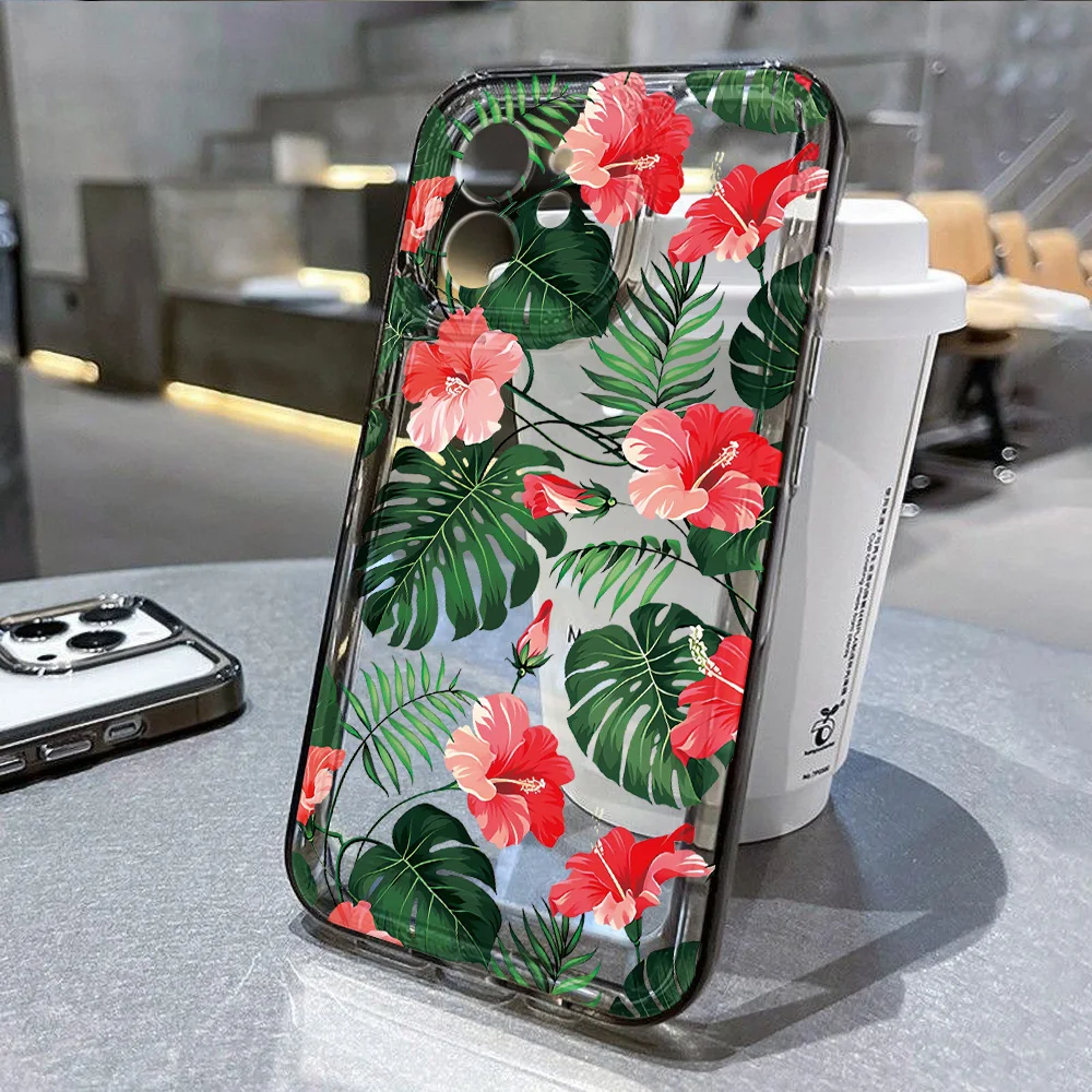 Funda de silicona con flores para iPhone, carcasa protectora de TPU suave para iPhone 15 Pro, 12, 11, 13, 14 Pro Max, XR, XS, X, 7, 8 Plus, SE 2020