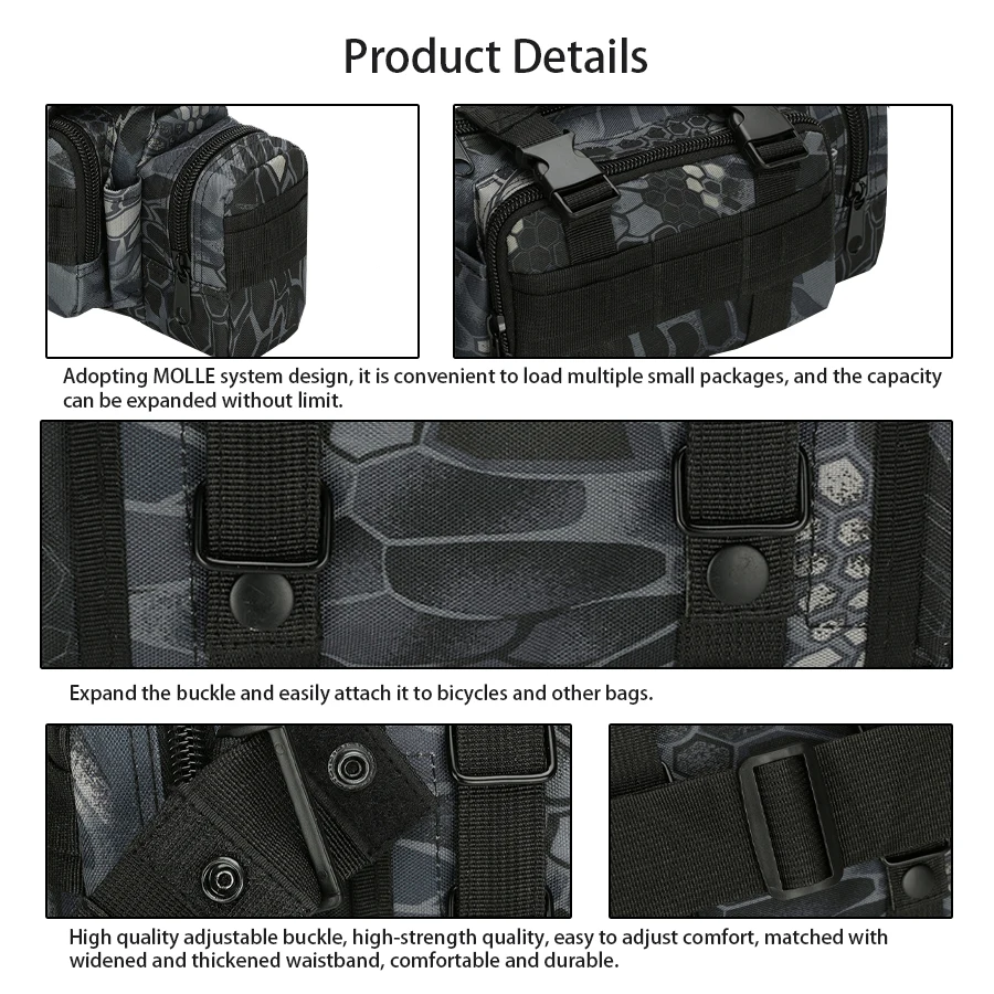 Multifunktionale Outdoor-Sport-Hüfttasche, Tasche für Fotoausrüstung, tragbar und verschleißfest zum Wandern und Radfahren – Detail 6