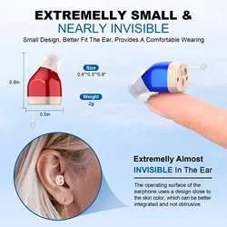 Portable Mini CIC Invisible Rechargeable Micro In-Ear Adjustable Digital Hearing Aid for Deaf Elderly People