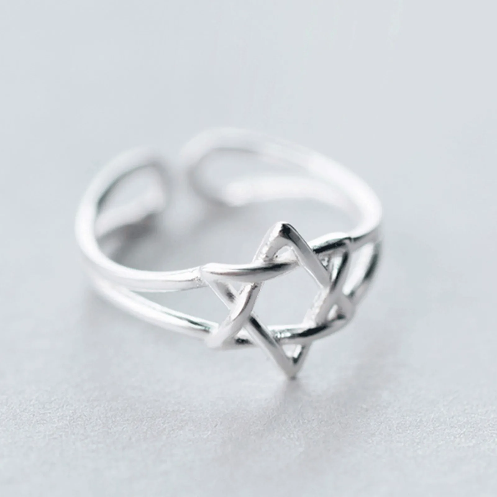 

Star of David Silver 925 Ring Minimalist Style Simple Design for Women Jewish Judaism Israel Symbol Fashion Adjustable Jewelry