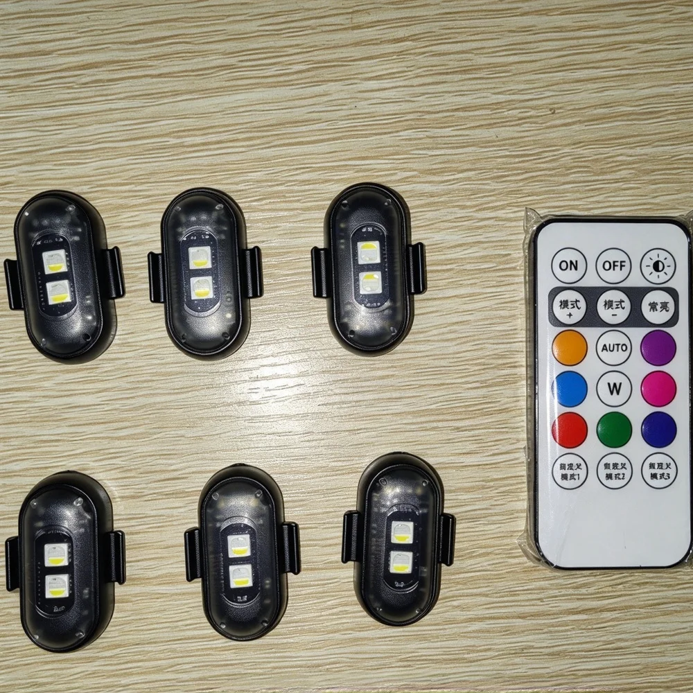 RGB LED Wireless Strobe Warning Lights With Controller, Anti-Collision Flash Position Light For Motorcycle Aircraft Helicopter
