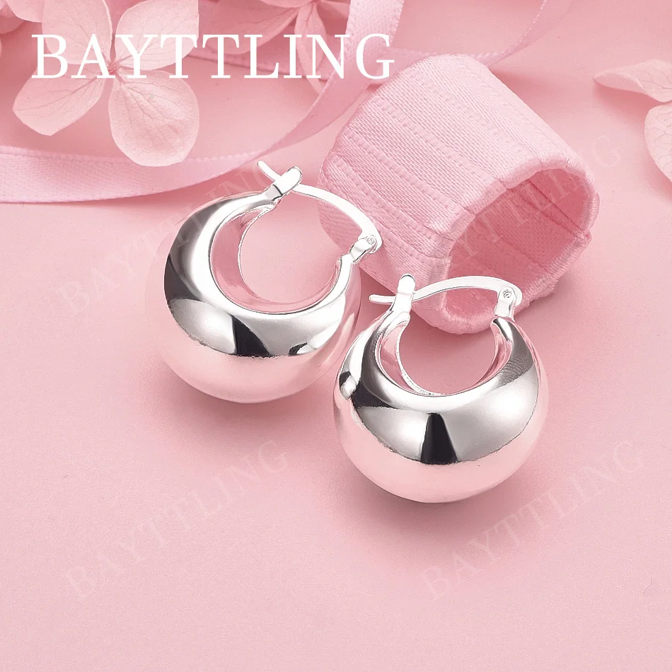 

Стильные нежные гладкие круглые серьги из стерлингового серебра 925 пробы для женщин, очаровательные аксессуары для вечеринок и свадебных украшений