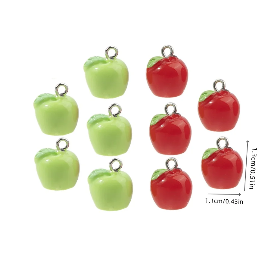 10 stuks hars bedels fruit hanger mode groen rode appel hanger voor DIY sieraden armband oorbellen accessoires maken ﻿ - afbeelding 1