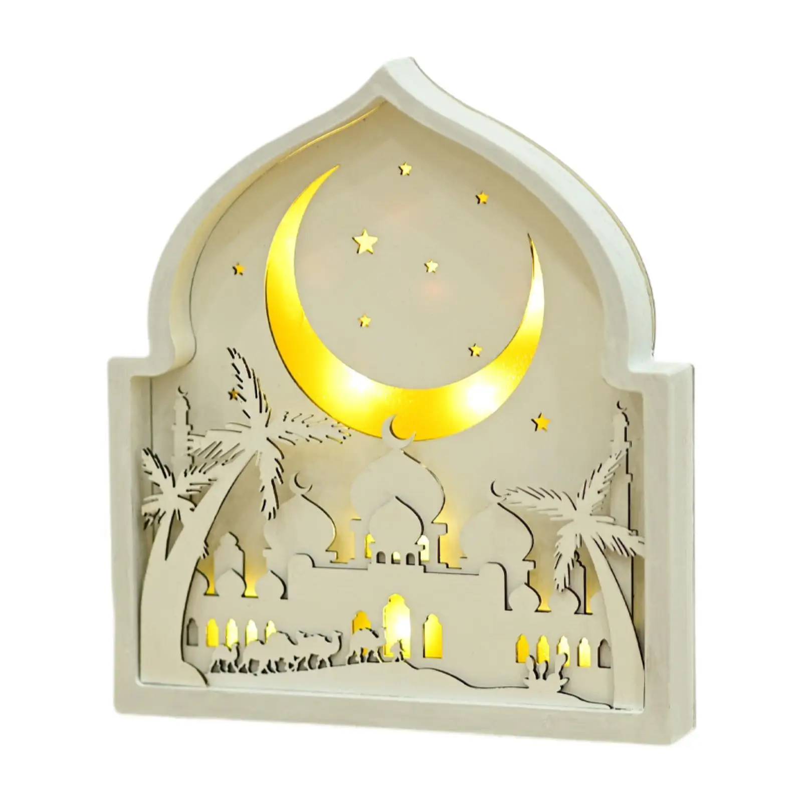 Eid Mubarak Decoration Arabic Moon and Stars Luminous Muslim Table Decor
