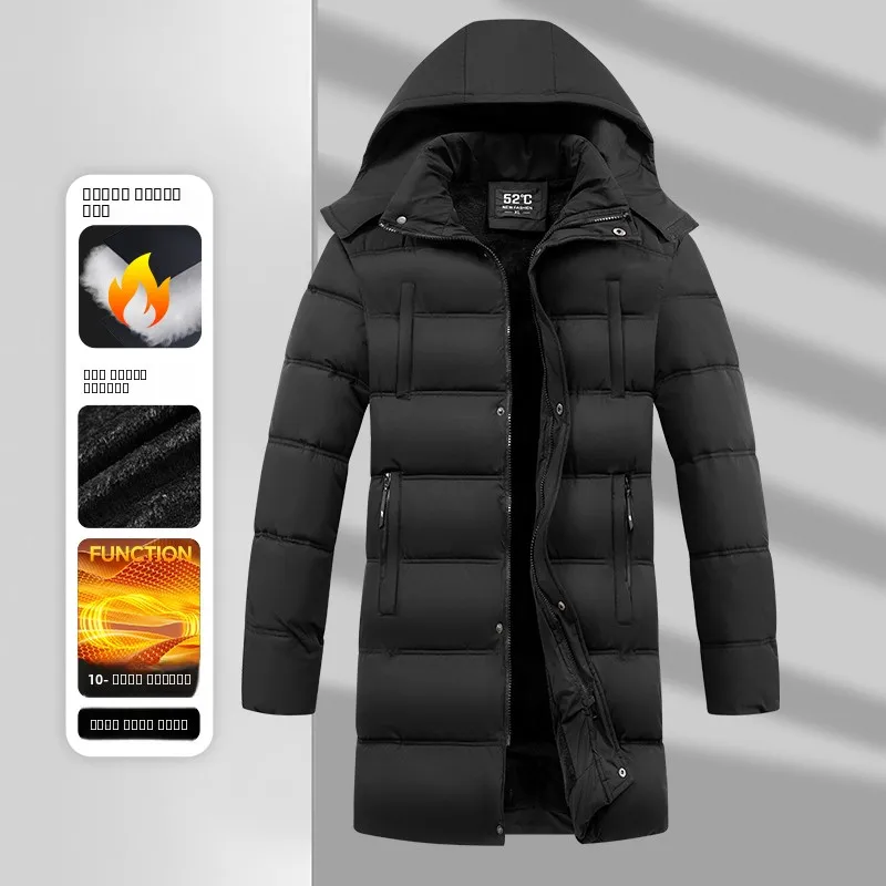 

Men's Winter Thiened Warm Cotton Jaet Detachable Hood Busin Gentleman Sle Regular Length Polyester Fiber 00%