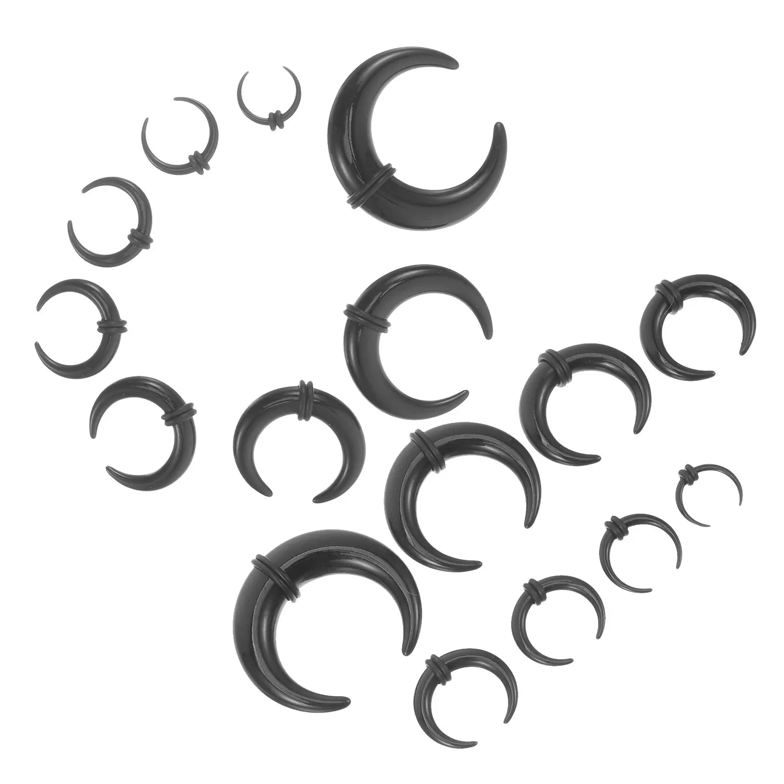 16Pcs Black Acrylic Septum Ring Expander Kit C Shape Pincher Taper Stretcher 1.6 2 3 4 5 6 8 10Mm Nose Piercing Jewelry Comfort