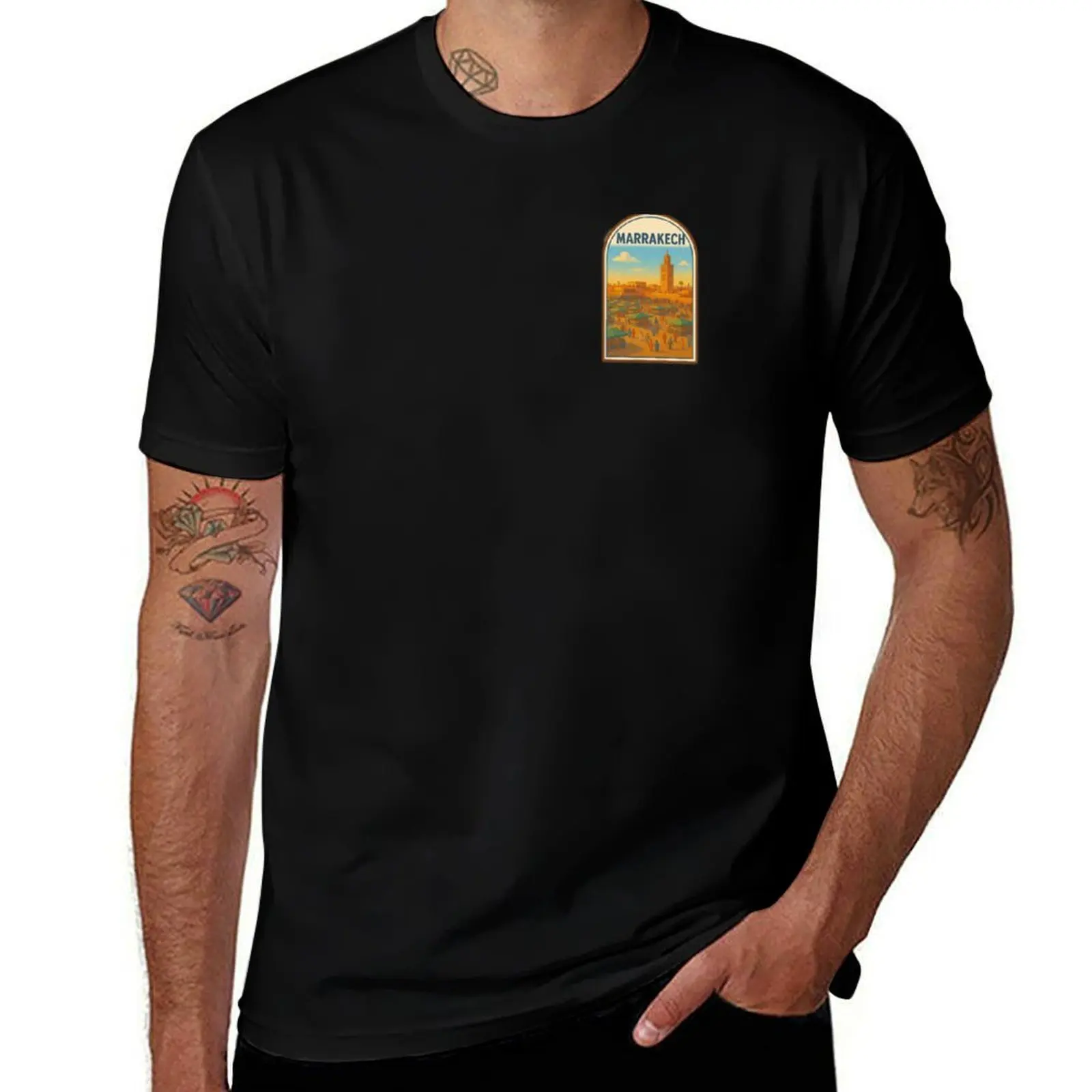 

Marrakech – Vintage Travel Poster of Jemaa el-Fnaa Market T-Shirt aesthetic clothes custom t-shirts oversized t shirt men