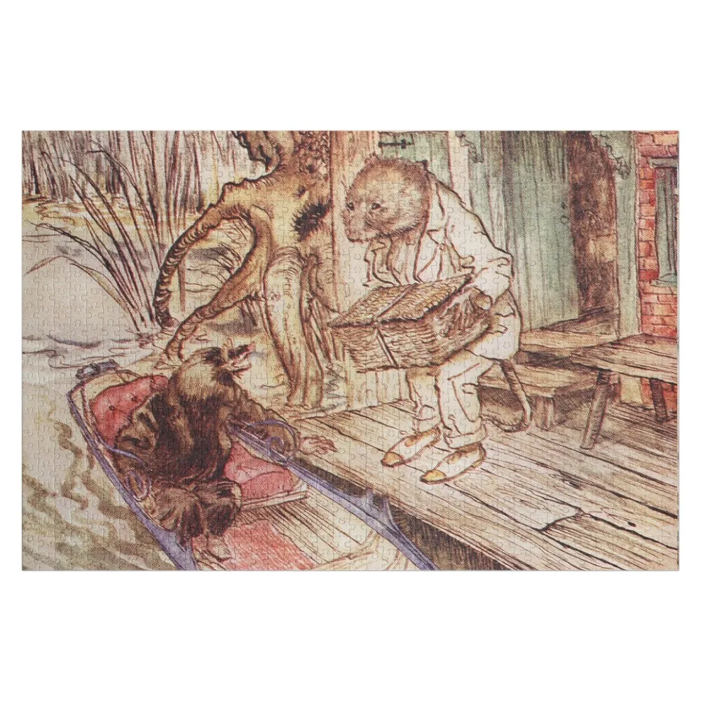 Ratty and Mole Boating Wind in the Willows Illustration – Arthur Rackham Puzzle Woods für Erwachsene Holztierpuzzle