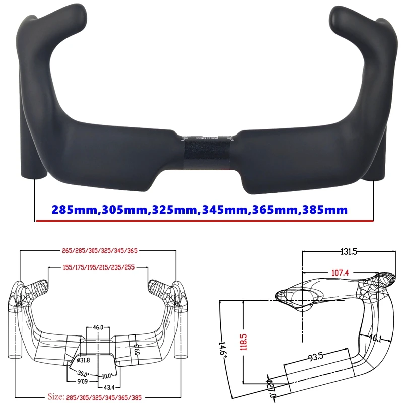 BIKEDOC TB26 Aero Track Manillar Ciclismo Sprint Match Barra de mango doblada Manillar fijo de carbono