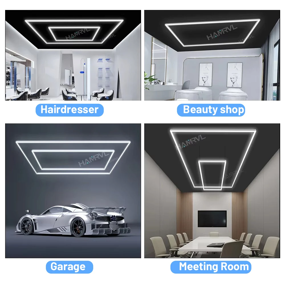 LED Rectangle Lighting 4S car showroom Barber Workshop Office Desk Ceiling Lamp Color change Dimmable Garage Hexagon Lights Gym - view 2