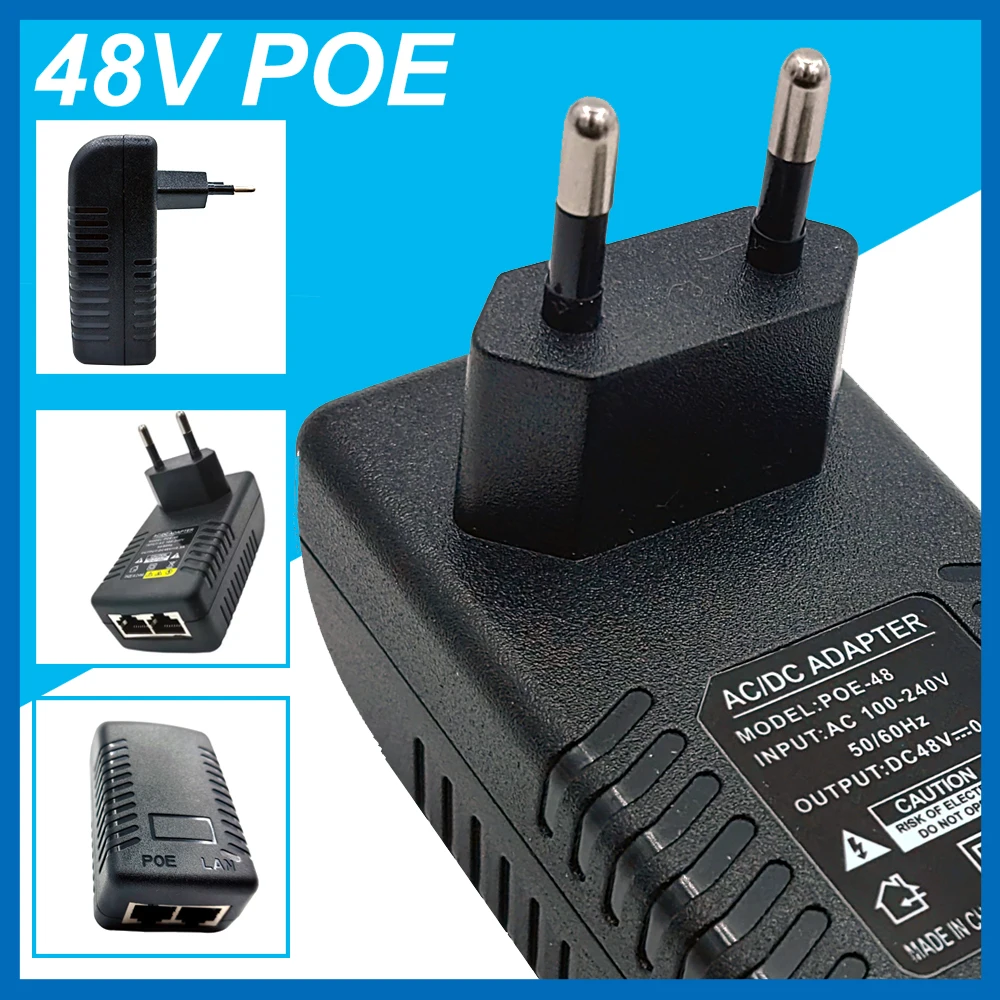 CCTV Security Surveillance POE Power Supply Adapter 48V 0.5A EU/US Plug for Injector Ethernet IP Camera POE Switch NVR Router