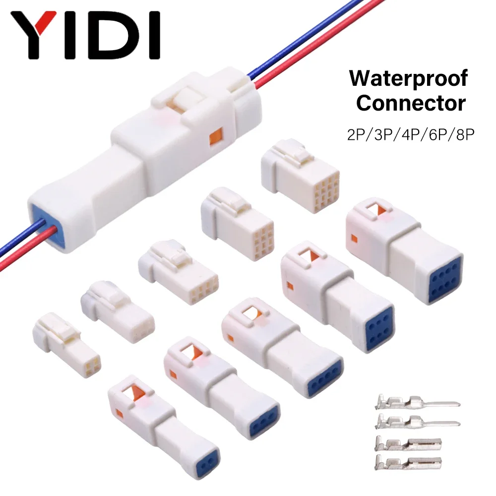 Impermeável Mini Cablagem Automotiva Conectores, Tomada Elétrica com Terminais, Masculino e Feminino, JWPF, JST, 2 Pin, 3 Pin, 4 Pin, 6 Pin, 8 Pin, 1Set