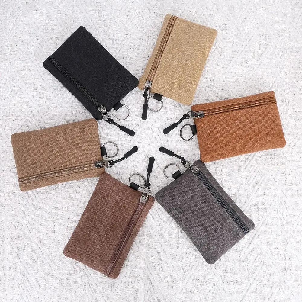 Leinwand Mini Münze Brieftasche Tasche einfarbig Reiß verschluss Schlüssel Tasche Geld Tasche Geldbörse Frauen Männer kleine Karten halter ändern Geldbörsen