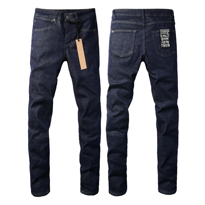 Classic Dark Blue KSUBI Cross Jeans Autumn Winter Casual Simple Solid Color Stretch Straight Pants Men's Fashion New Ksubi Jeans