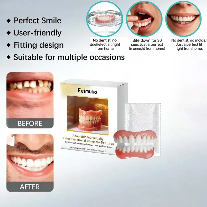 

Регулируемые зубные протезы-накладки для реставрации, декоративные имитационные накладки на зубы, съемные виниры для мужчин и женщин 263