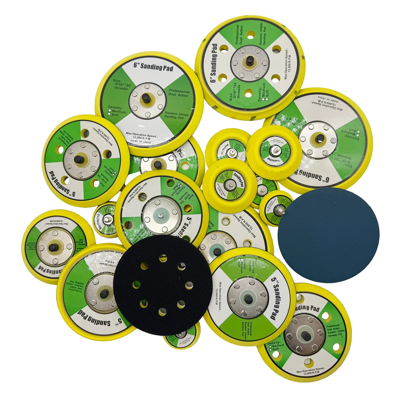 2/3/4/5/6 인치 연마 샌딩 패드 공압 샌더 디스크 백커 플레이트 후크&루프 M6 M8 나사 그라인더 로터리 툴용