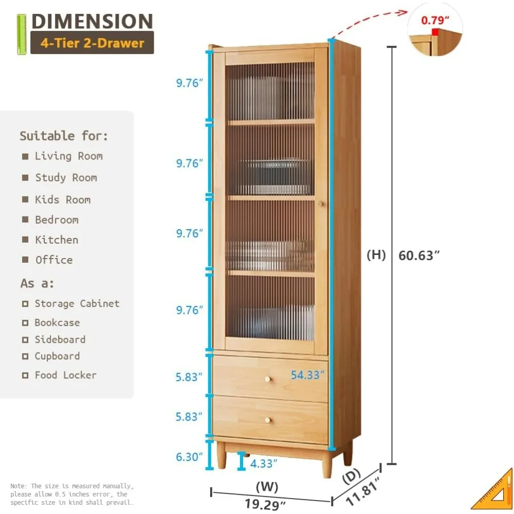 Bookshelf Solid Wood Legs Cupboard in Pear Yellow Book Shelves Living Room Bookcase Shelving for Books Bookcases Shelf Furniture