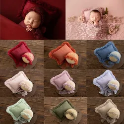 Accessoires de photographie pour nouveau-né, chapeau et oreiller en dentelle, vêtements de sauna pour bébé fille, accessoires de photographie