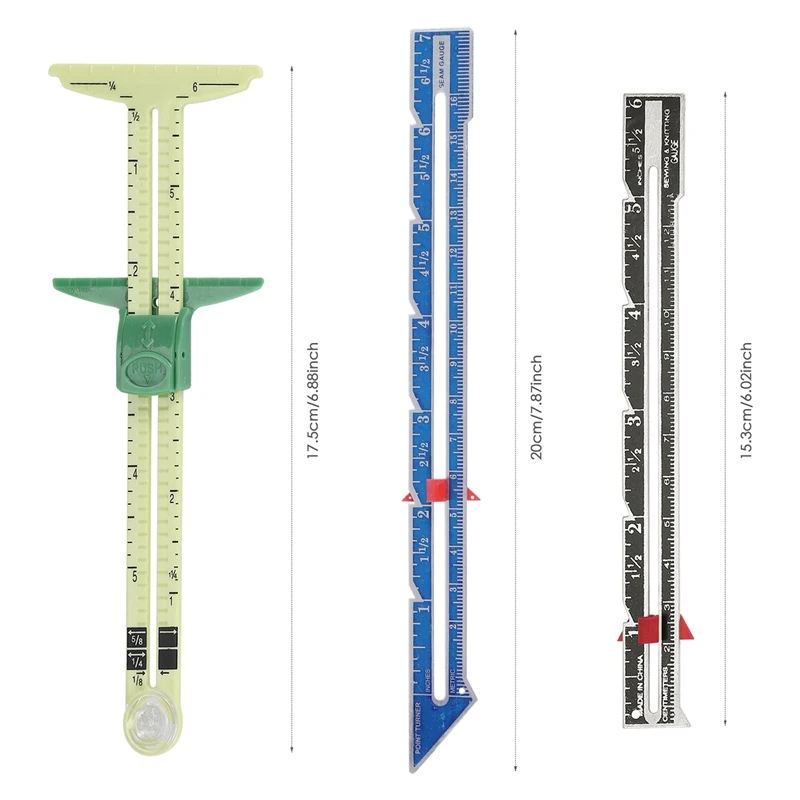 3 Pieces Sliding Gauge Measuring Sewing Tool Set Measuring Sewing Gauge For Beginner Knitting Crafting Sewing Supplies