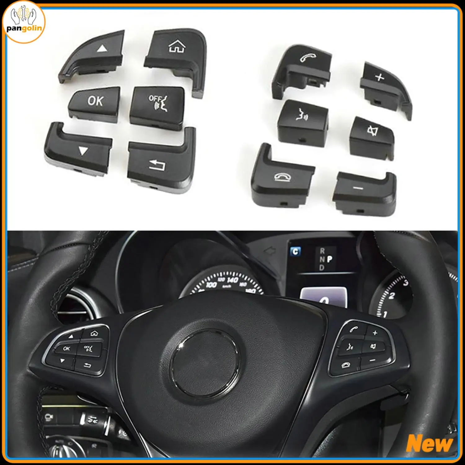 

12 шт. кнопка переключения рулевого колеса для Benz C-Class W205 GLC-Class W253, черные автомобильные аксессуары
