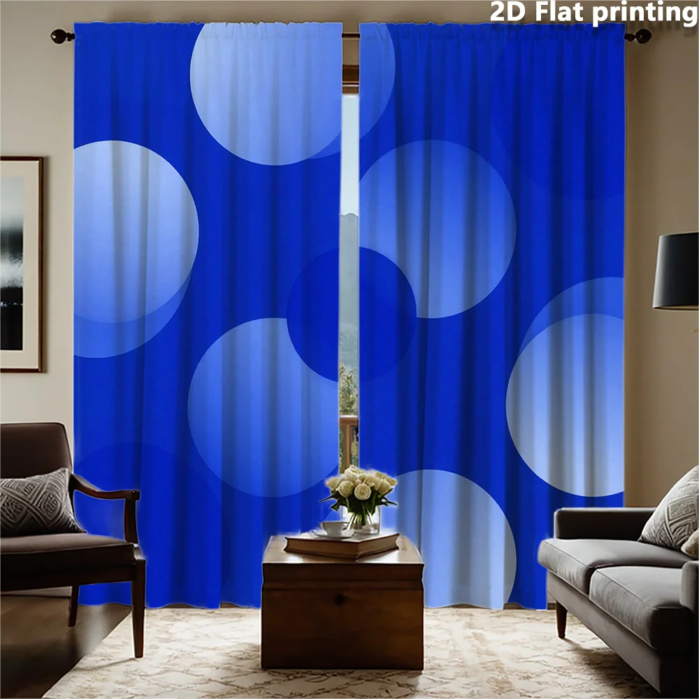 Modern Blue Living Room Curtains Geometric Spots Pattern Panel Window Treatment Home Decor Abstract Circle Curtains