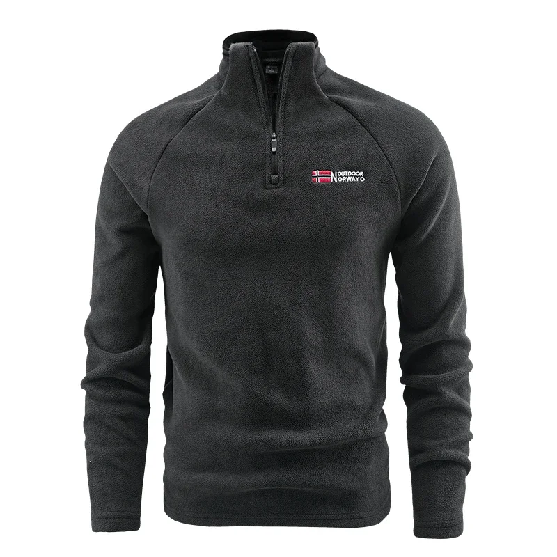 Men Fleece Stand Collar Jacket Autumn Winter Outdoors Keep Warm Fashion Solid Tops New Simplicity Casual Comfort Pullover Men