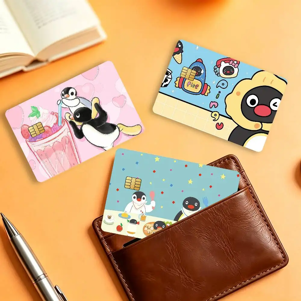 Anime P-pingu Cartoon Cute Matte Card Stickers For Credit Cards Debit Cards And Transit Cards 4Pcs
