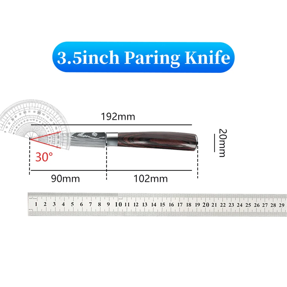 3.5 inch Professional Paring Knife Japanese Knife Kitchen Knife Carbon Steel Peeling Kitchen Chef Knives Accessories Wood Handle