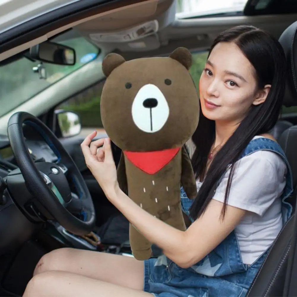 Useful Pillow Soft Solid Color Dinosaur Brown Bear Fox Pillow  Lightweight Seat Belt Pillow for Seat Belt