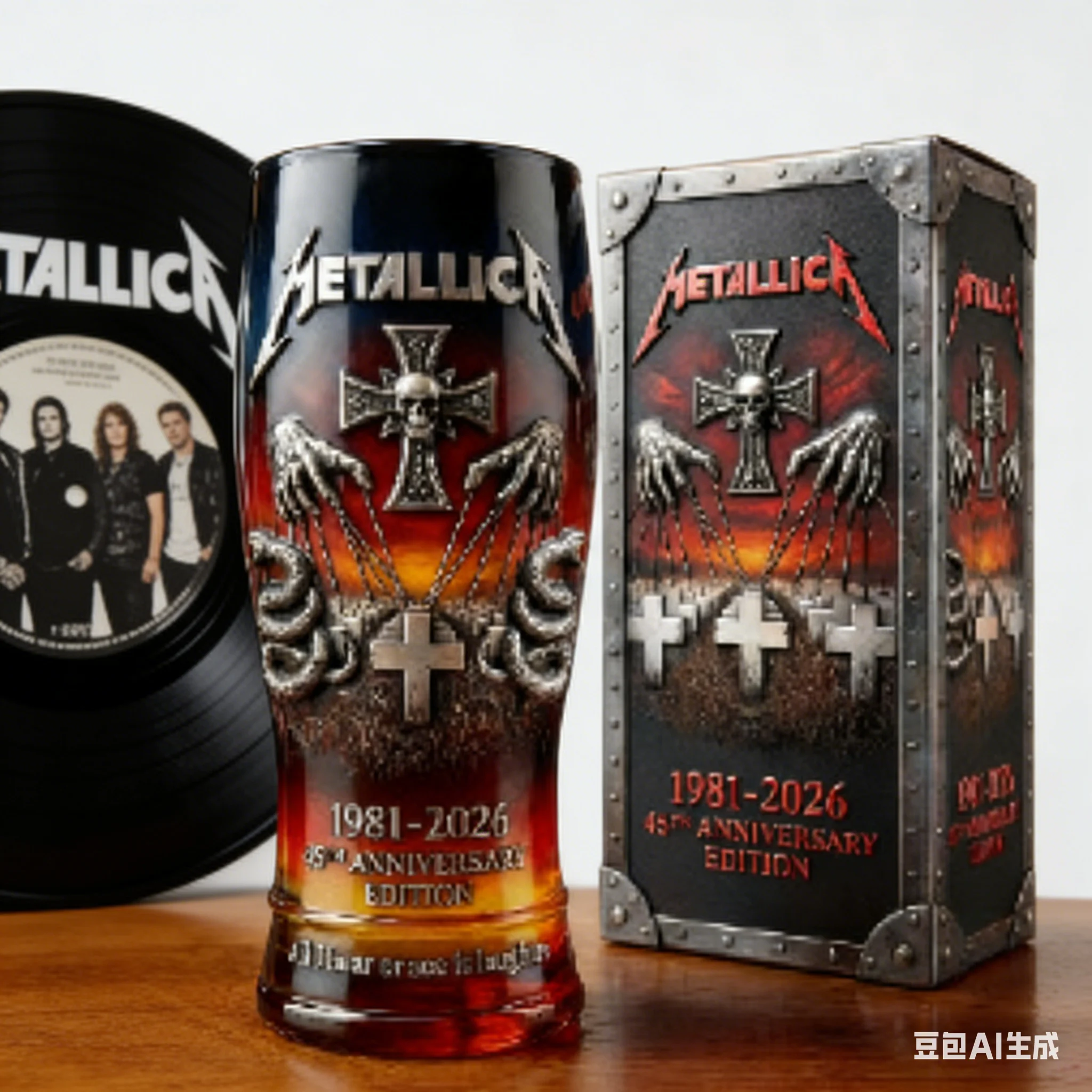 Vaso de Cerveza Azul con Relieve 3D del 45.º Aniversario de Metallica, Taza Coleccionable de Heavy Metal Rock