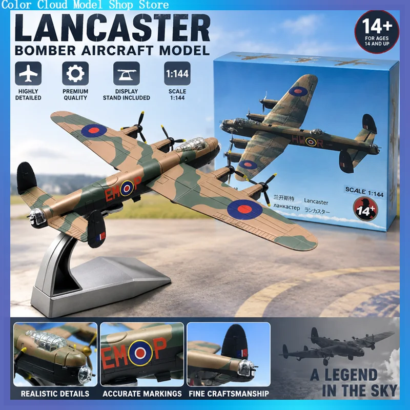 Ns Model 1:144 British WWII Avro Lancaster Heavy Aircraft High Simulation Diecast Metal Airplane Finished Alloy Military Aircraf