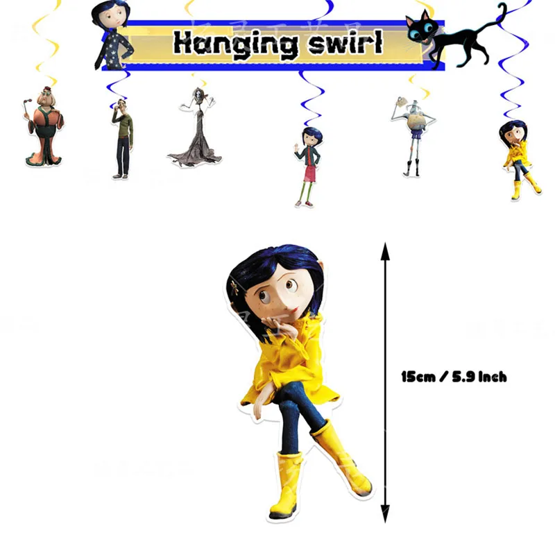 Coraline Theme Festival Party Anime Action Figure Periphery Image Banner Cake Inserts Balloon Cosplay Decoration Prop Wholesales