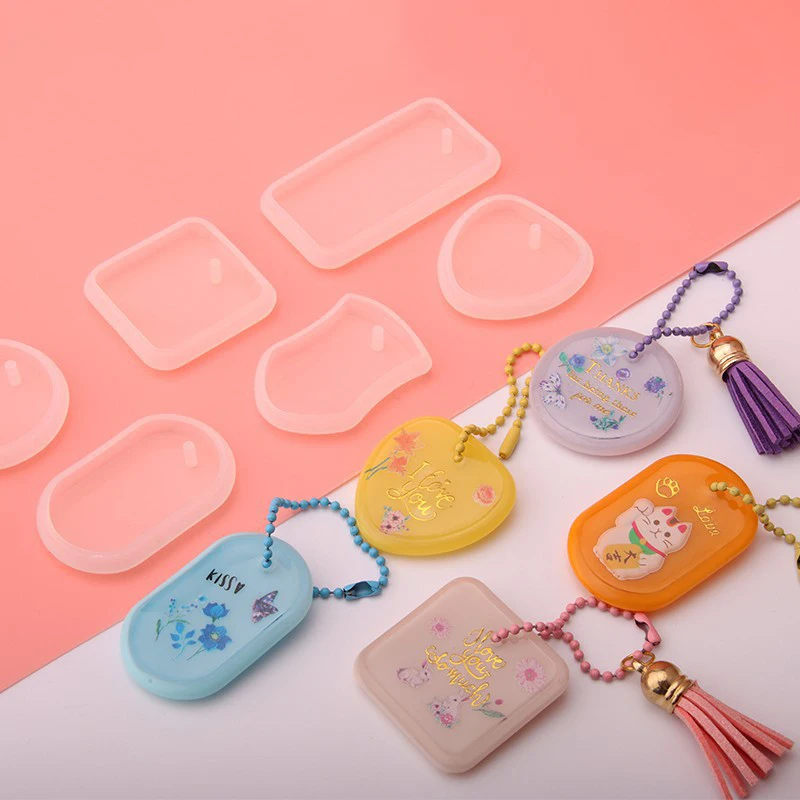 Keychain Pendant Silicone Mold Rectangle Round Epoxy Resin Mould For DIY Ornaments Earring Necklace Charms Epoxy Resin Crafts