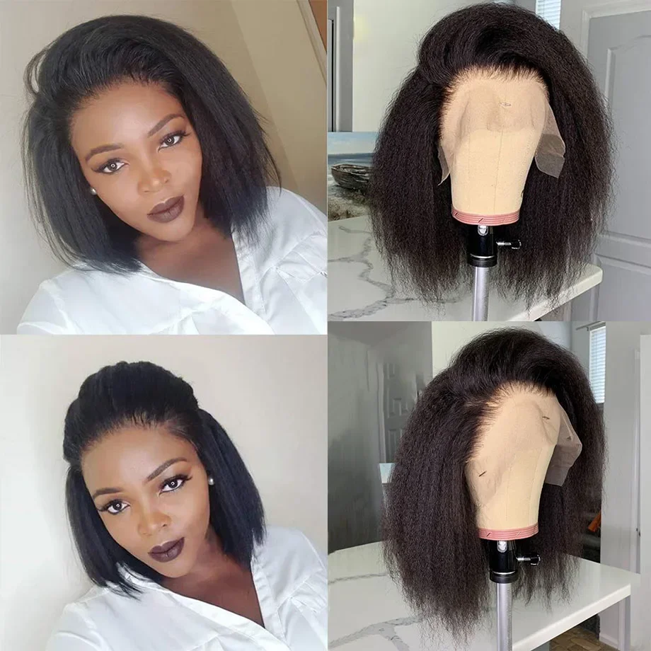 الهندي الخام 4C غريب مستقيم 250% الكثافة قصيرة بوب 13x4 HD الدانتيل الجبهة باروكة من شعر طبيعي قبل قطعها غلويليس الدانتيل شعر مستعار أمامي النساء