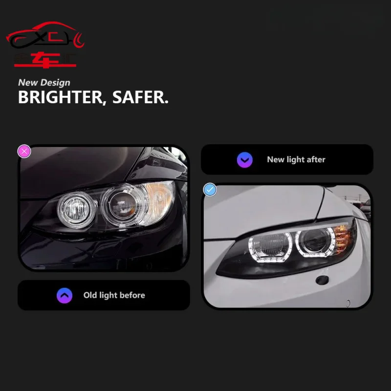 

Suitable for 2006-2012 BMW E92 and E93 models, LED headlight assembly retrofit, daytime running lights, and angel eye lights.