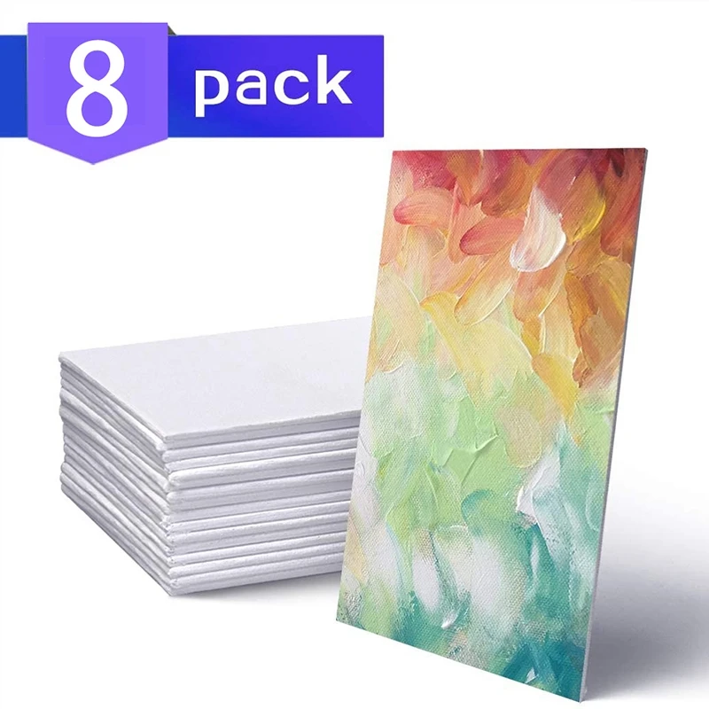 

8Pack 12X16inchpainting Canvas Panels, Primed White Cotton With Recycled Board Core For Artists,Hobby Painters, Kids