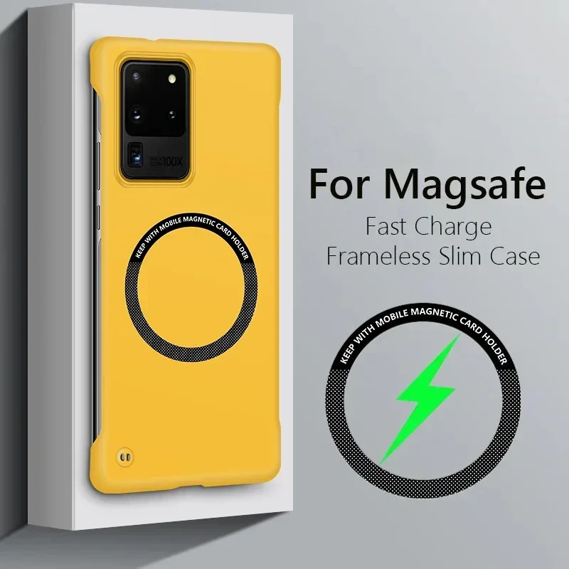 wireless charging Frameless with Magnetic coil For Magsafe Phone Case For Samsung Galaxy S20 Plus Ultra FE PC Matte Cover Cases