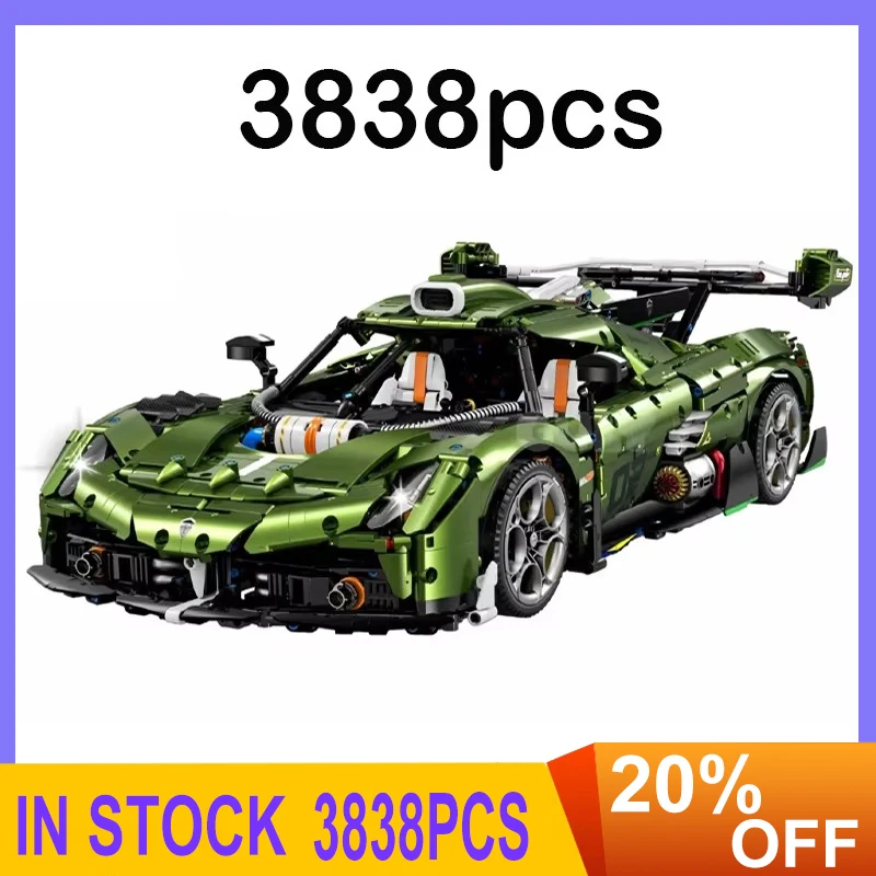 GULY 10628 3838pcs 1:8 MOC Technical RC Racing Building Blocks Assembling Supercar Bricks Model Toys for Children Christmas Gift