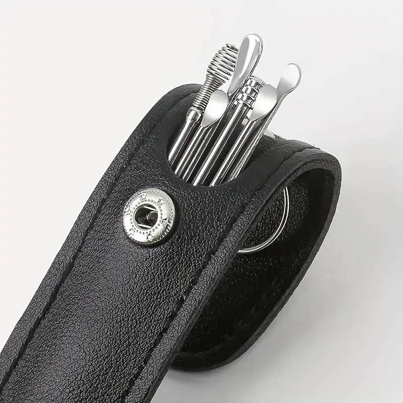 6-Piece Stainless Steel Ear Picking Set, Portable Keychain Ear Picking Tool for Adults, Used to Remove Earwax