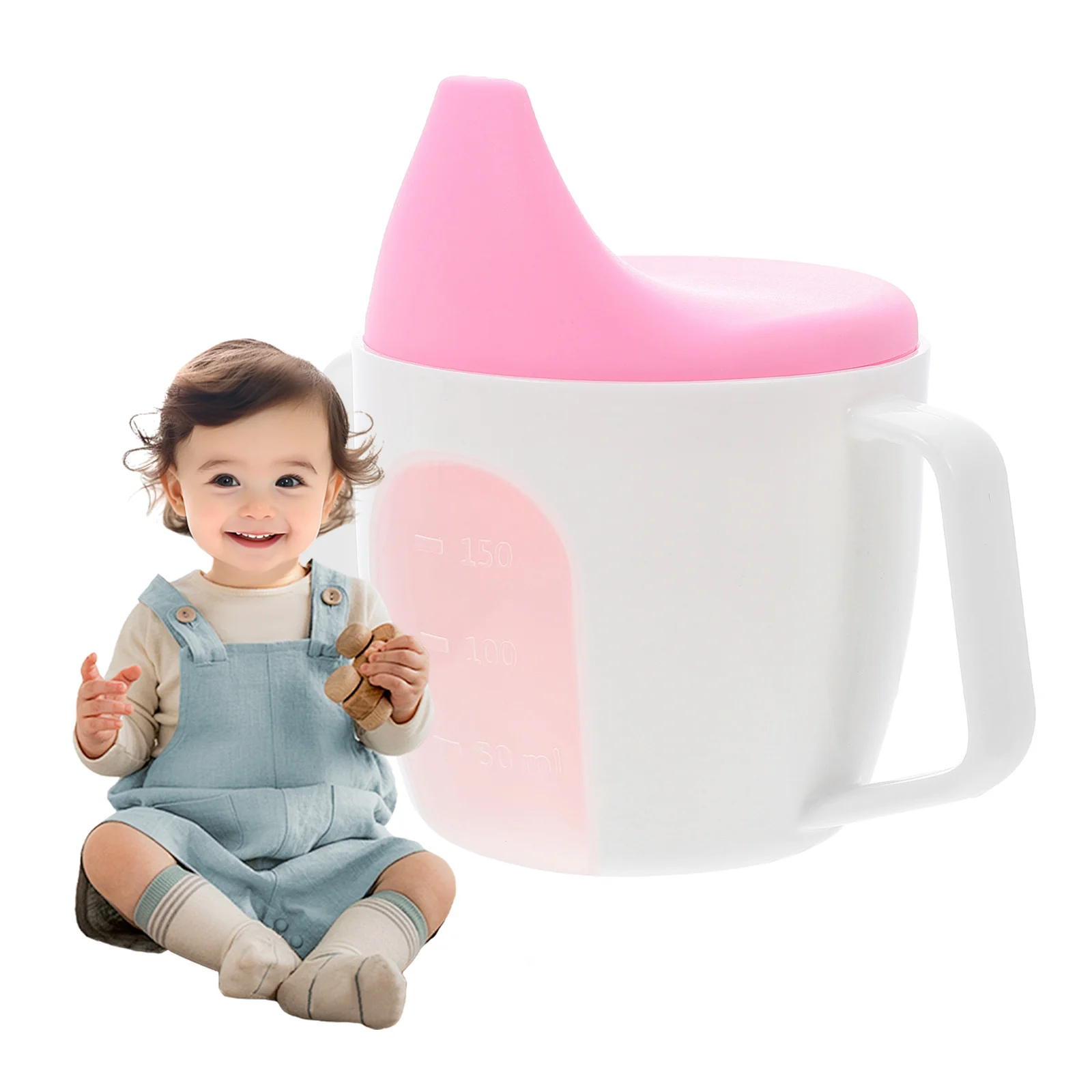 

Baby Sippy Cup with Handle Leak Proof Design Anti Choke Spout Easy to Grasp Large Mouth for Cleaning Safe and Eco Friendly